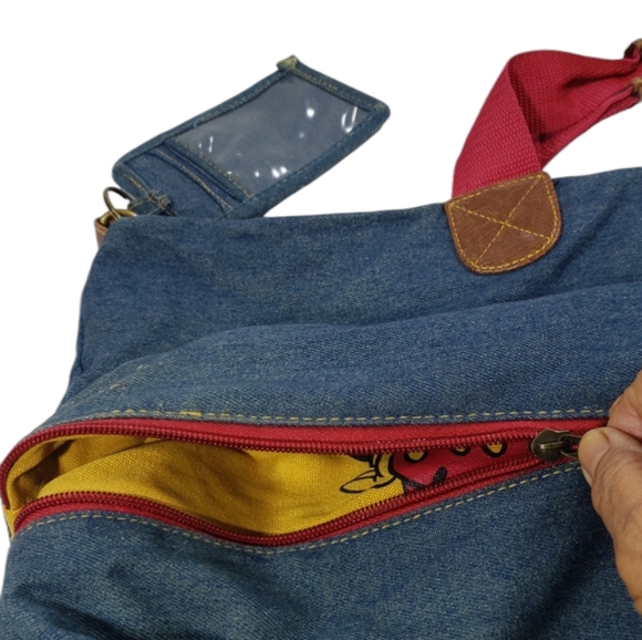 Vintage Disney Mickey Mouse Denim Tote Hand Bag Purse & Wallet - Picture 4 of 16